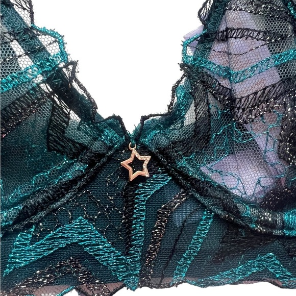 Savage X Fenty Shining Star Embroidered Unlined Demi Bra – Size 34D – NWT - Picture 10 of 12